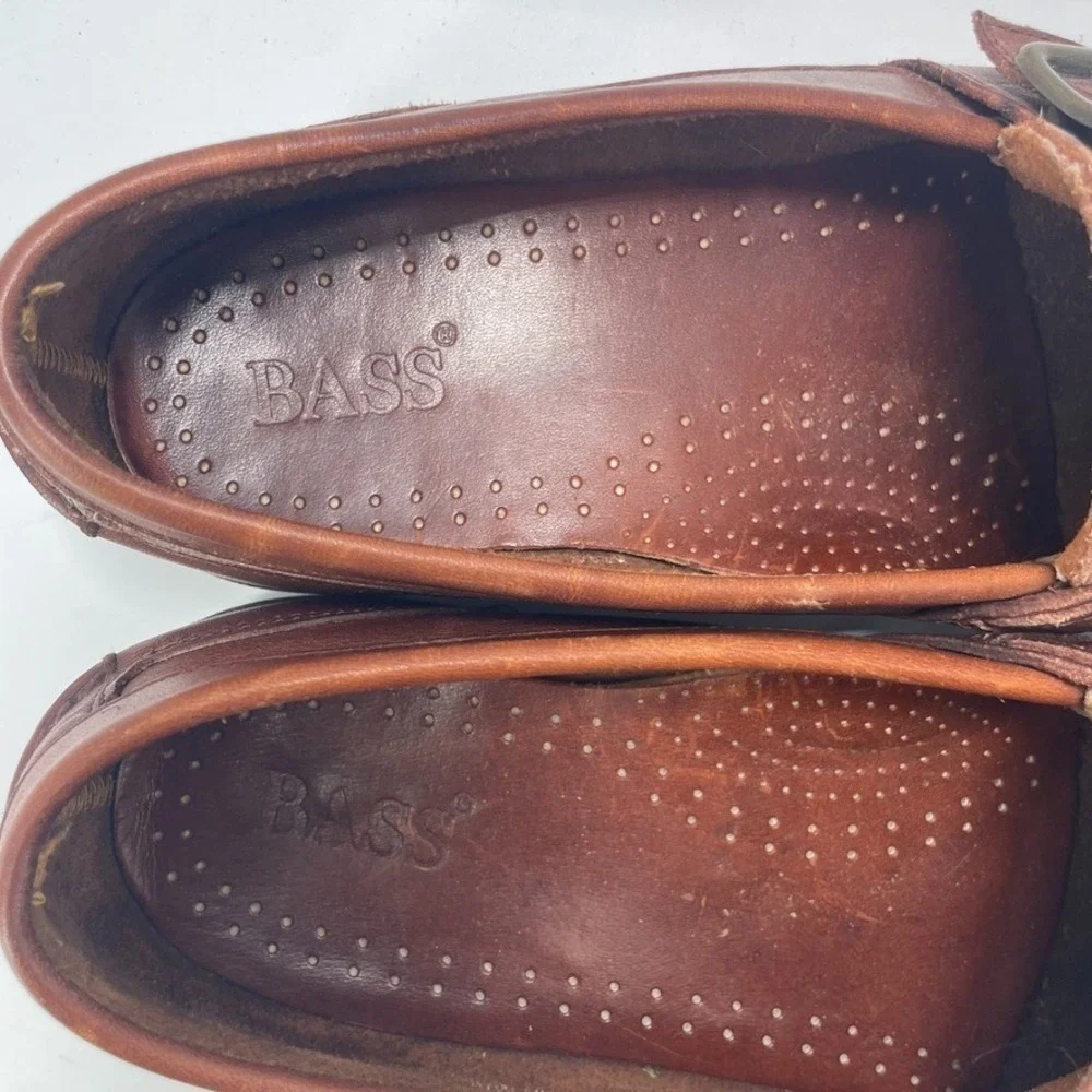 Vintage G.H. Bass Shoes Mens Size 9.5 M Kiltie Loafers Leather 90s Fringe Buckle